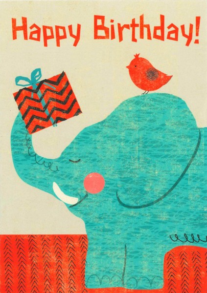 Postkarte 'Happy Birthday Elefant'