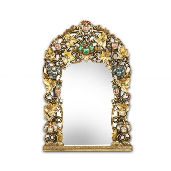 Spiegel 'Knospen' aus Holz, gold, B 60 cm, H 90 cm
