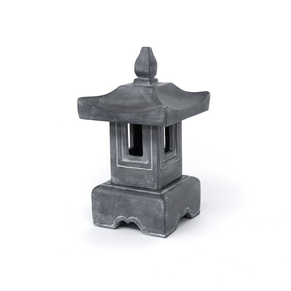 Tempelleuchte aus Terrakotta, grau, H 50 cm, B 28 cm, L 28 cm