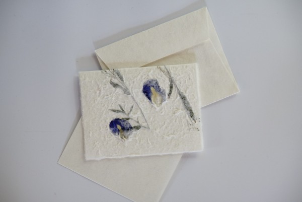 Grußkarte 'Blaue Blüte', blau, T 16 cm, B 12 cm