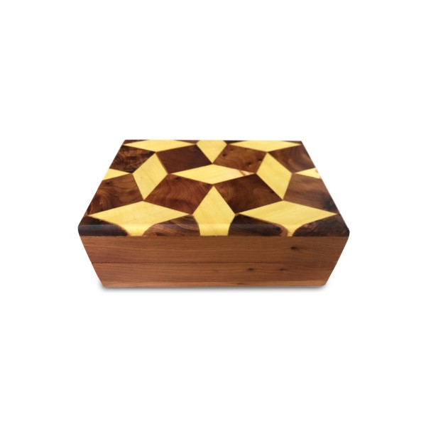 Thuja Box mit Intarsien, B 13 cm, L 9 cm, H 5 cm