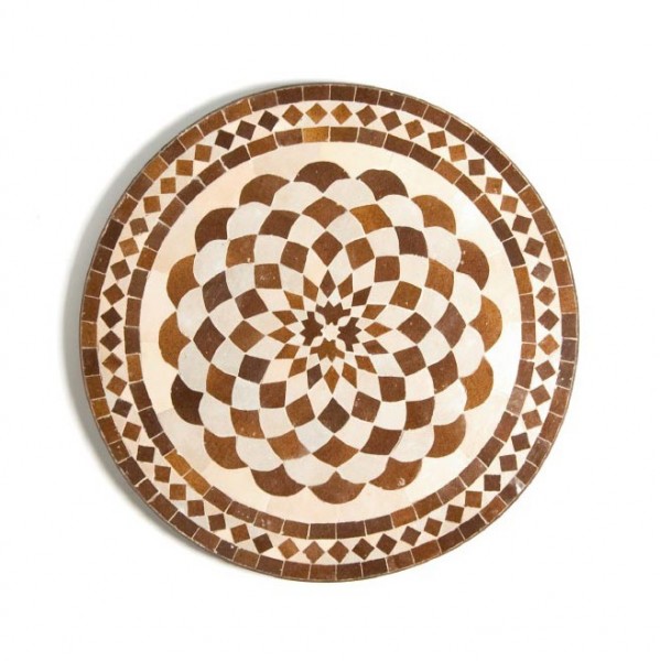 Mosaiktisch rund, braun, weiß, H 73 cm, Ø 60 cm