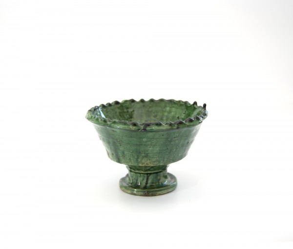 Schale Tamegroute mit Fuß, Keramik, grün, Ø 15 cm, H 11 cm