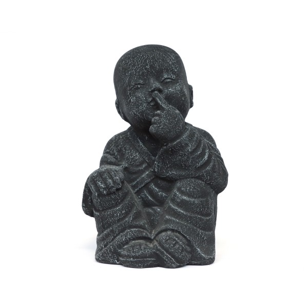 Zementfigur 'Shaolin Mönch - nichts sagen', H 38 cm, B 26 cm, T 24 cm