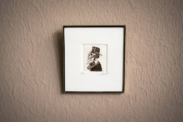 Radierung 'Mann mit Hut', gerahmt, H 11 cm, B 10 cm