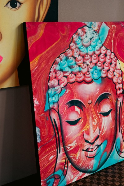 Gemälde 'Buddha', Acryl auf Leinwand, H 120 cm, B 100 cm