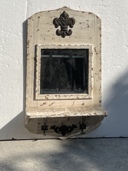 Spiegel mit Wandhaken, antik weiß, H 89 cm, B 50 cm, L 17 cm