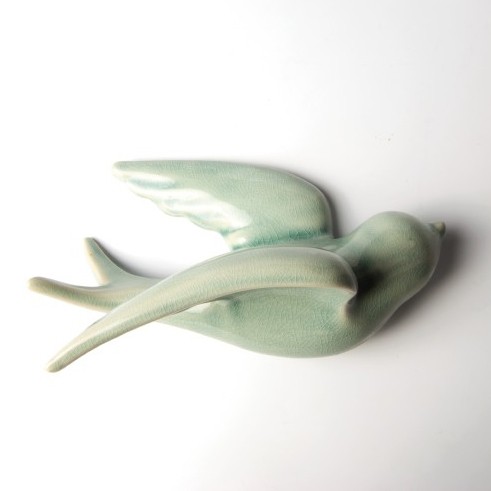 Keramikschwalbe klein, zur Befestigung an der Wand, hellgrün, B 16 cm, H 12 cm