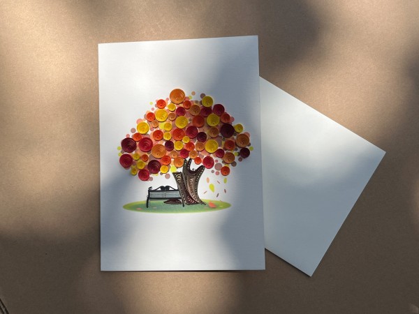 Grußkarte 'Baum im Herbst', B 12,7 cm, H 17,8 cm