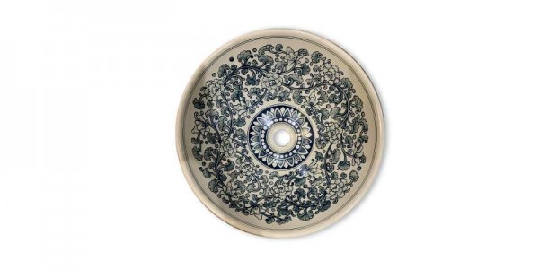 Keramik-Aufsatzwaschbecken 'Floral', Ø 41 cm, H 15 cm