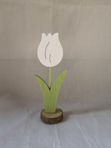 Figur 'Blume' aus Holz, natur, grün, H 18,5 cm, B 7 cm, T 5 cm