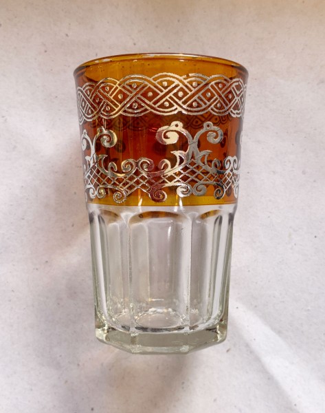 Teeglas 'Selsla' orange-silber, H 9 cm, Ø 5,5 cm