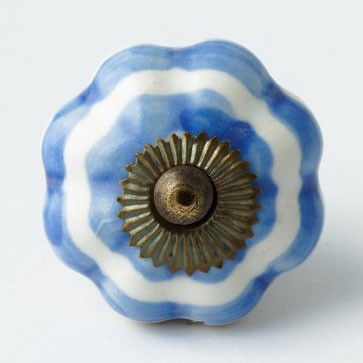 Türknauf "Blume", blau/weiß, Ø 4 cm