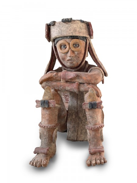 Terrakotta-Figur 'Totonaca 7' sitzend, handbemalt, H 38 cm, B 22 cm, L 32 cm