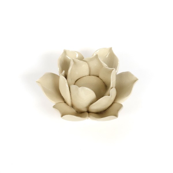 Teelichthalter 'Rose', beige, Ø 13,5 cm, H 7 cm