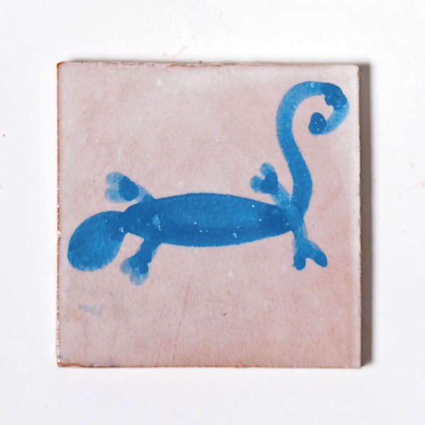 Fliese "gecko", blau/rosa, L 10 cm, B 10 cm, H 1cm