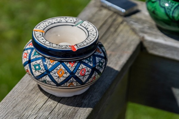 Keramik-Aschenbecher, weiß, multicolor, Ø 12 cm, H 8 cm