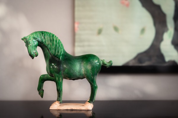 Keramikpferd 'Tang Dynastie', grün, L 29 cm, H 26 cm, B 9 cm