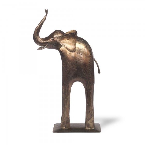Elefant antik, T 22,5 cm, B 8,5 cm, H 41 cm