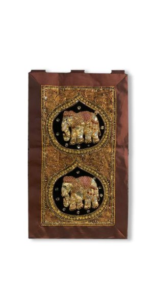 Textil-Wandbild '2 Elefanten', braun, multicolor, H 75 cm, B 45 cm