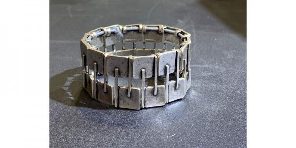 Armband, Zamak-Legierung, silber, B 3 cm, L 10 cm