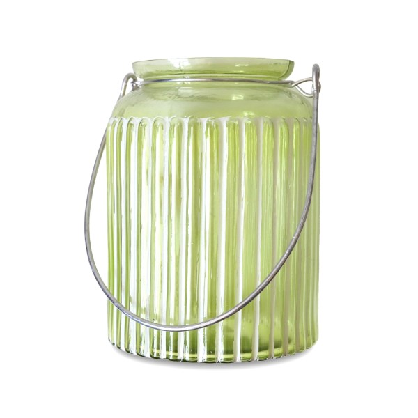 Glas-Windlicht grün, Ø 15 cm, H 22 cm