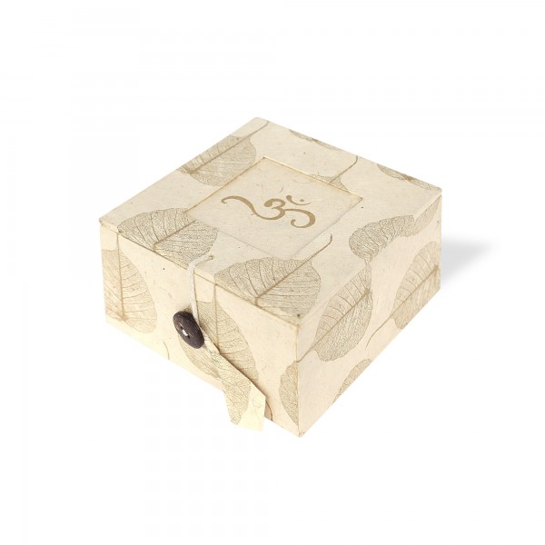 Lokta Box 'Om', weiß, T 11 cm, B 11 cm, H 5,5 cm