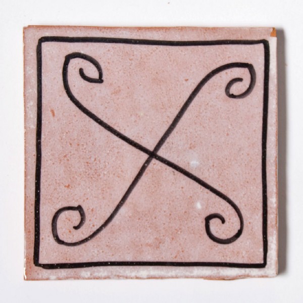Fliese "croix noir", rosa, L 10 cm, B 10 cm, H 1 cm