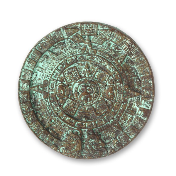 Wandteller 'Aztekenkalender', grün, Ø 32 cm, H 3 cm