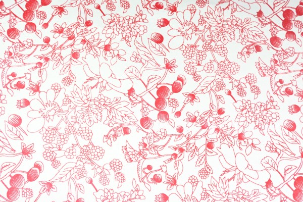 Geschenkpapier 'Beeren', weiß-rot, L 50 cm, B 70 cm