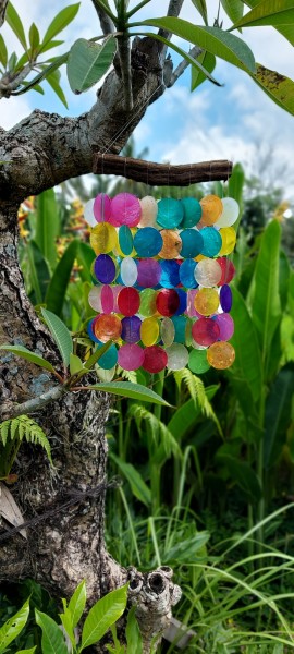 Windspiel Perlmuttscheiben, multicolor, H 40 cm, B 25 cm,