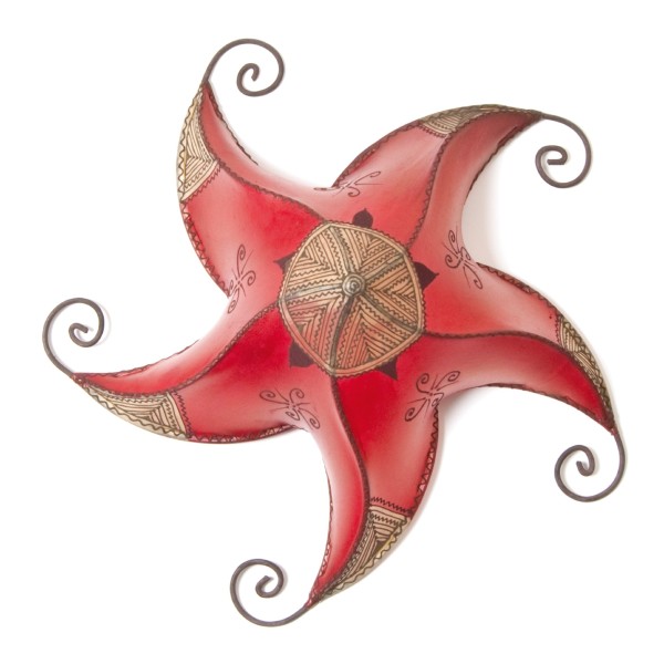Decken-Lederlaterne, rot, Ø 51 cm
