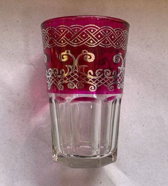 Teeglas 'Selsla' pink-silber, H 9 cm, Ø 5,5 cm