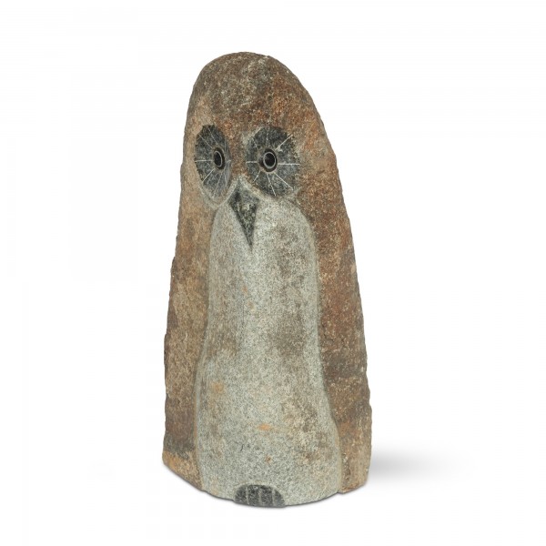 Steineulen-Skulptur aus Naturstein, braun-grau, H 60 cm