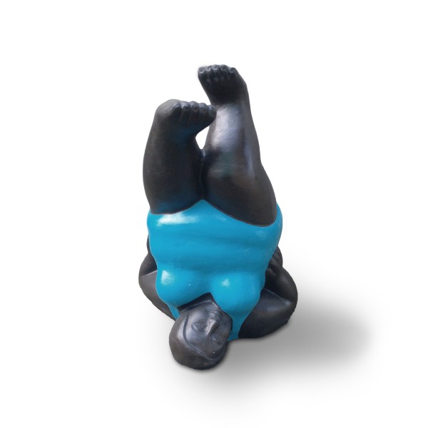 Zementfigur 'Yoga Lady', blau, schwarz, H 65 cm, B 65 cm, T 40 cm