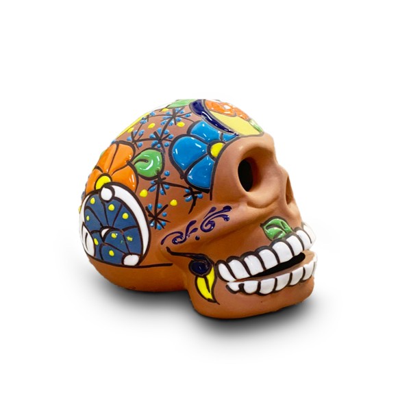 Terrakotta-Objekt 'Skull', multicolor, L 20 cm, B 14, H 15 cm