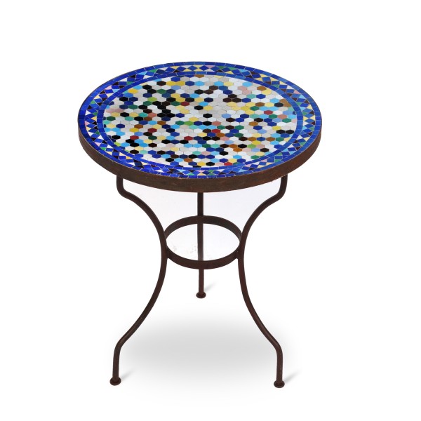 Mosaiktisch rund, multicolor, blau, Ø 80 cm, H 75 cm