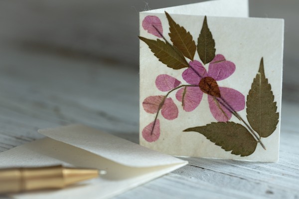 Grußkarte 'Blumen', mit Umschlag, B 7 cm, H 7 cm