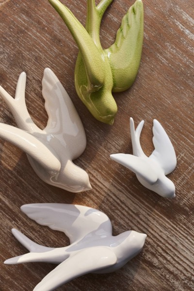 Keramikschwalbe S, mattweiß, T 12 cm, B 8 cm, H 5 cm