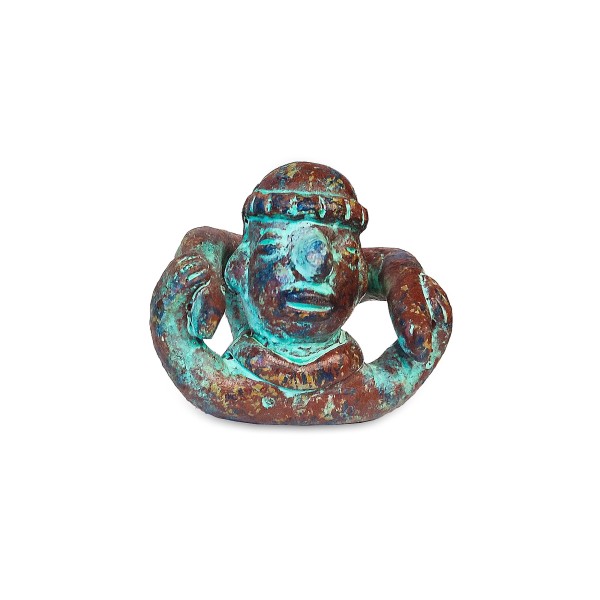 Maya-Figur 'Kaax' aus Terrakotta, grün, braun, H 10 cm, B 12 cm, L 12 cm