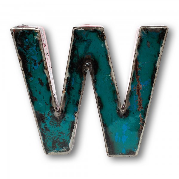 Metallbuchstabe 'W', multicolor, T 26 cm, B 20 cm, H 4 cm