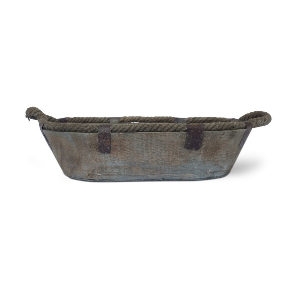 Tablett-Schale aus Holz mit Griffen, M, T 39-46 cm, B 26 cm, H 9,5 cm