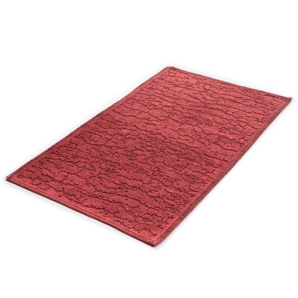 Bad-Teppich 'Izmir' aus Baumwolle, Wolken rot, B 70 cm, L 120 cm