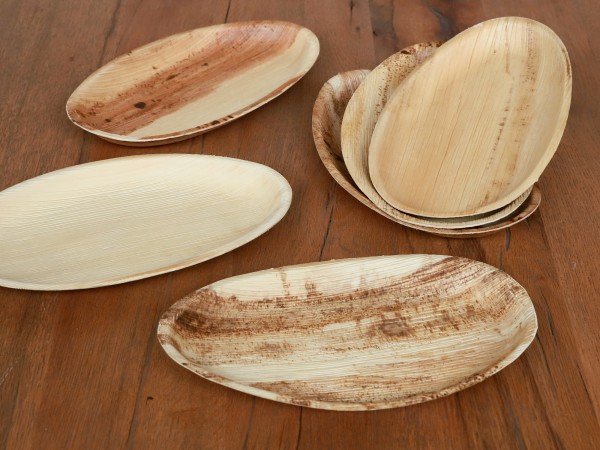 Schalen-Set aus Palmblättern 6 Stück, natur, B 26 cm, L 16 cm, H 4 cm