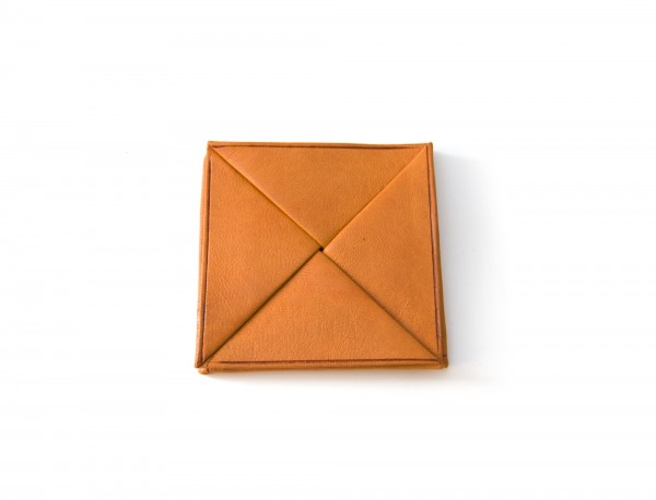 Falt-Münzbörse aus Leder, orange, B 7 cm, T 7 cm, H 7 cm