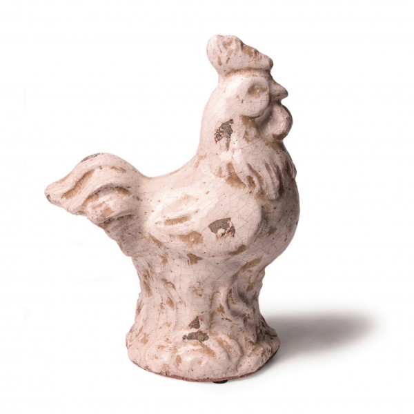 Keramik-Hahn "Friedhelm", weiß, L 19 cm, H 25 cm