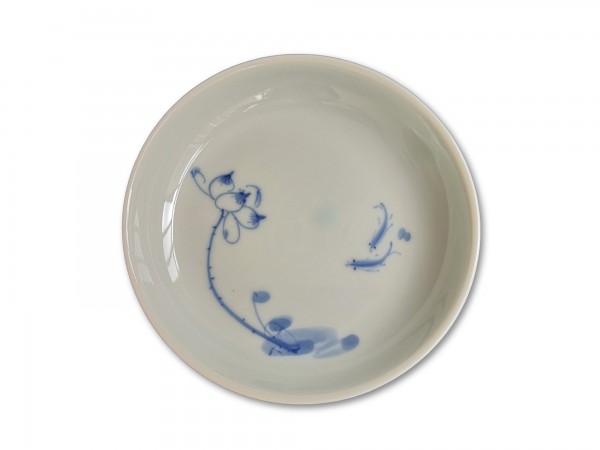 Keramikschale, weiß, blau, Ø 15 cm, H 2,5 cm