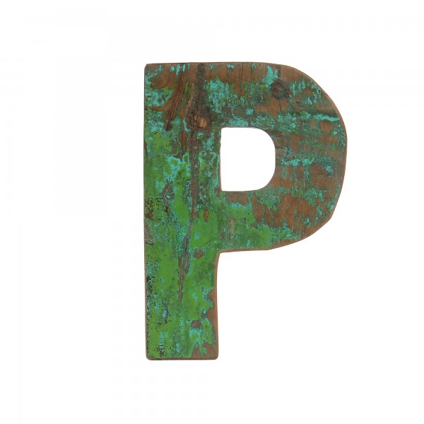 Holzbuchstabe 'P', mehrfarbig, T 2,5 cm, B 13 cm, H 19 cm