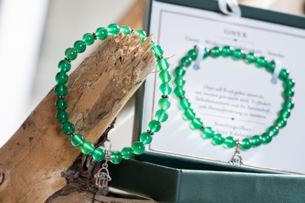 Armband 'Fatima', Onyx-Perlen und Sterlingsilber in Geschenkbox