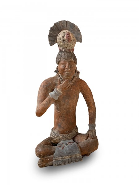 Terrakotta-Figur 'Maya', IV, sitzend, handbemalt, L 12 cm, B 12 cm, H 26 cm